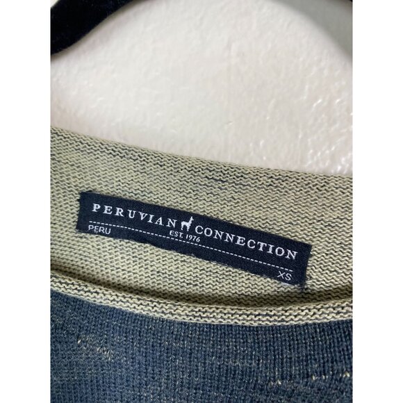 Peruvian Connection Womens Boxy Knit Sweater Top Size XS Gray Green cap sleeve - Picture 11 of 15